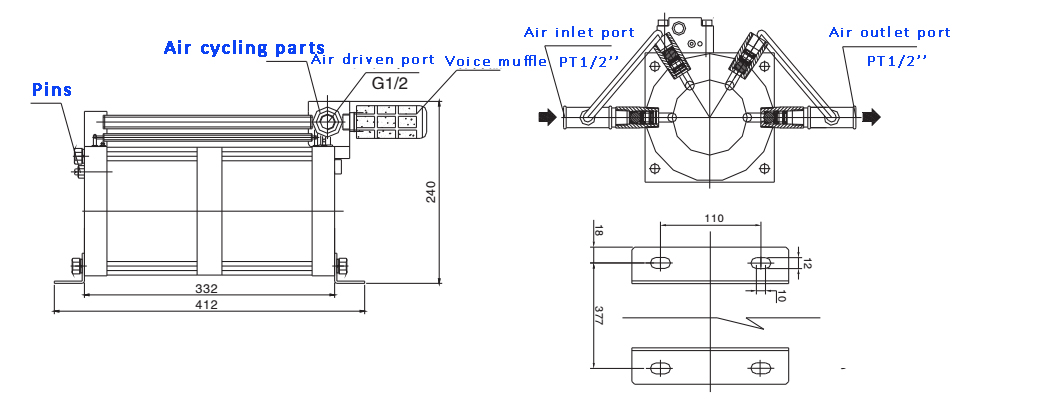 USUN Model 4AB02 8 16 Bar Air Driven Air Pressure Amplifier Buy Air